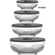 Tokyo Saklama Kabı Seti (2600-1500-880-600) Gri Kapaklı