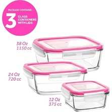 Feyzade Fresco Cam Kilitli Saklama Kabı 3'lü Set  Kare  (1150CC-720CC-375CC) (FRS249-FRS247-FRS227)