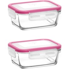 Fresco Pembe Kapak 2'li Saklama Kabı Kahvaltılık 400CC FRS-237