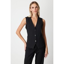 64919 Onteks Yelek V Yaka Düğmeli