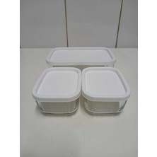 Feyzade Cube Saklama Kabı (1170 cc x 1 Adet) - (405CC x 2 Adet) Beyaz Kapaklı (CUB-238 CUB-235)