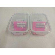 Feyzade Fresco Iki Bölümlü Kilitli Cam Saklama Kabı 2’li Set 1120CC Dikdörtgen (FRS-297)