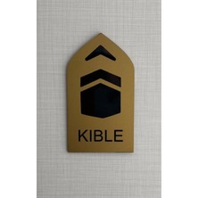 10'lu Kıble Yön Levhası Otel Ev Işyeri Kıble Yön Gösterici Gold Pleksi Kendinden Yapışkanlı 8X14CM