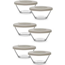 Feyzade Vega Saklama Kabı 6 Adet 215CC Bej Kapaklı