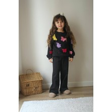 Kelebek Detaylı 2 Ip Penye Kız Çocuk Tarz Alt Üst Takım