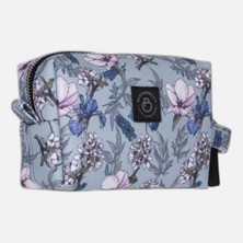 Mavi Çiçek Desenli Makyaj ve Kozmetik Çantası, Şık ve Kullanışlı Tasarım
