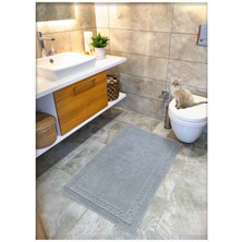 Pamuk Dokuma, Su Emici, Banyo Paspası, Banyo Halısı Victoria 80x150 GRİ