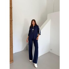 Buketli Kadın Şeritli Armalı Detaylı Kadın Eşofman Takım