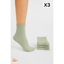 Kadın Çorap 3’lü Paket Kısa Soket Pamuklu Ribana Günlük Rahat Çorap Patik Çorap