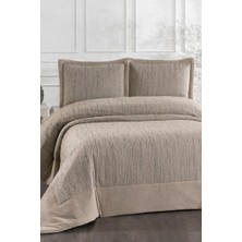 Karmen Elyaf Dolgulu Çift Kişilik 250X255 cm Yatak Örtüsü Bej