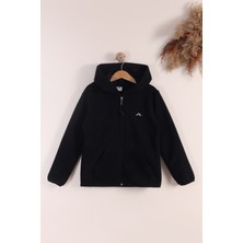 Monox Lastik Manşetli Fermuarlı Kapüşonlu Çocuk Unisex Polar Ceket