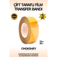 Premium Süper Tutuş Güçlü Şeffaf Pp Özellikli Çift Taraflı Film Transfer Bant 18MMX20MT - 3 Adet