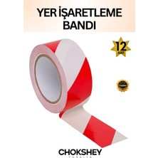 Kırmızı Beyaz Yer Işaretleme Bantı 50MMX30MT 10 Adet