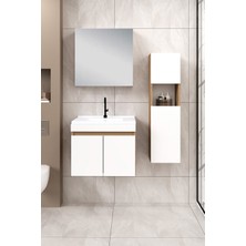 %100 MDF - 65 cm Saura Banyo Dolabı + 30 cm Saura Boy Dolabı