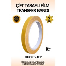 Premium Süper Tutuş Güçlü Şeffaf Pp Özellikli Çift Taraflı Film Transfer Bant 12MMX20MT - 2 Adet