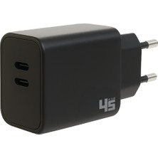 45W Gan Type C + Type C Girişli Şarj Adaptörü