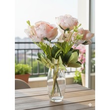 Açık Pembe Şakayık Gülü Yıldız Aranjmanli 30 cm Gül Buketi Ev Dekor Saksı Süsü