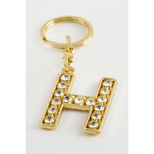 Sepetim Sarı Renkli Taşlı Harf Anahtarlık-H