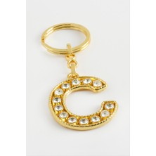 Sepetim Sarı Renkli Taşlı Harf Anahtarlık-C