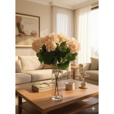 Yapay Çiçek Büyük Sardunya 7 Dallı Demet 40 cm Somon Ev Saksı Süsü