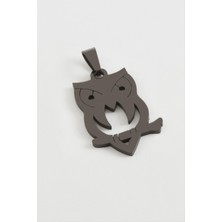 Sepetim Baykuş Çelik Kolye Ucu 3 Cm-Sarı