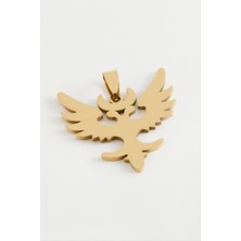 Sepetim Çift Başlı Kartal Çelik Kolye Ucu 3,5 Cm-Sarı