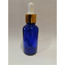 10CC Mavi Cam Damlalıklı Şişe, 50 Adet, Cam Şişe, Sarı Kapak