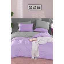 Natural Çift Taraflı Çift Kişilik Nevresim Takımı Gri Lila