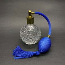 100 ml Retro Mavi Pompali Hortumlu Parfüm Şişesi, Nostaljik ve Şık Tasarım