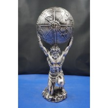 Atlas Biblo Güçlü ve Etkileyici Tasarım: 32 cm Atlas Heykel Ev Dekor Hediyelik Aksesuar
