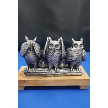 Görmedim - Duymadım - Bilmiyorum Üçlü Baykuş Biblo Seti | Dekoratif & Hediyelik Aksesuar | 18X10 cm
