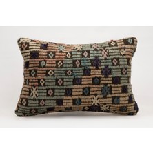 El Yapımı Kilimden Yapılmış Vintage Kırlent Kılıfı, Yün, 40X60 cm