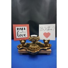 Dekoratif Ayıcıklı El Yapımı Hediyelik –sukulent, Kaktüs, Mumluk Için Uygun Sunum Tabağıyla Tam Set