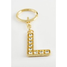 Msa-Shop Sarı Renkli Taşlı Harf Anahtarlık-L