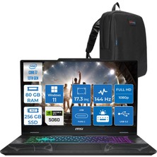 MSI Msı Cyborg 17 Intel Core I7 13620H  80GB Ddr5 256GB SSD RTX5060 Gddr7 8gb Windows 11 Pro 17.3" Fullhd (1920X1080) 144HZ IPS Taşınabilir Bilgisayar B13WFKG210XTRP31 + Zetta Çanta