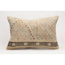 El Yapımı Kilimden Yapılmış Vintage Kırlent Kılıfı, Yün, 40X60 cm