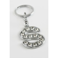 Msa-Shop Gümüş Renkli Taşlı Harf Anahtarlık-S