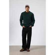 Bisiklet Yaka Oversize Triko Kazak Nefti