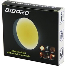 Sensörlü=0--3mt  USB Şarjlı  Sarı LED Yuvarlak Lamba Çap: 8.3cm - Kalınlık: 2cm (5067)