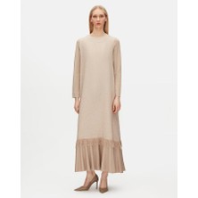 T25Y-4069 Mıssdalıda Etek Ucu Püsküllü Keten Elbise