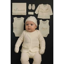 Kız Bebek Gaye 0-3 Ay Organik Çiçek Nakışlı 10 Lu Hastane Çıkış Zıbın Seti