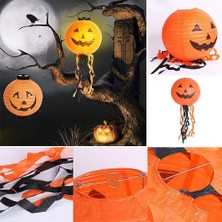 Balkabağı Kağıt Japon LED Süs - Kabak Dekor Yuvarlak Fener Süs 25 cm