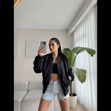 Tex Nova Unisex Içi Astarlı Düz Bomber Ceket - Siyah