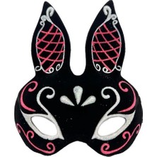 Siyah Süet Tavşan Maskesi Simli