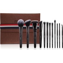 12 Parça Siyah Fırça Seti ve Keçe Çanta ile Makyajınıza Renk Katın