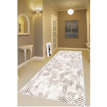 Krem Dijital Baskı Salon Halısı Kaymaz Tabanlı Yıkanabilir Halı Yolluk