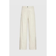 Calvin Klein Pamuklu Twill Tamamı Baskılı Logolu Çizgili Kadın Beyaz Pantolon LV044D612G-GTR