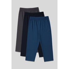 Standart Fit 3lü Paket Koyu Gri-Lacivert-Parlament Erkek Kapri - 83102