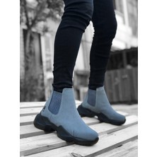 ET0444 Bağcıksız Rahat Yüksek Taban Füme Erkek Spor Yarım Bilek Bot