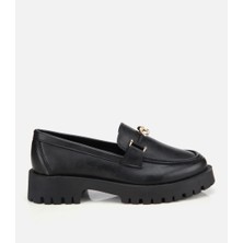 Hotiç 01AYH314700A100 KADIN Siyah Kalın Tabanlı Klasik Loafer